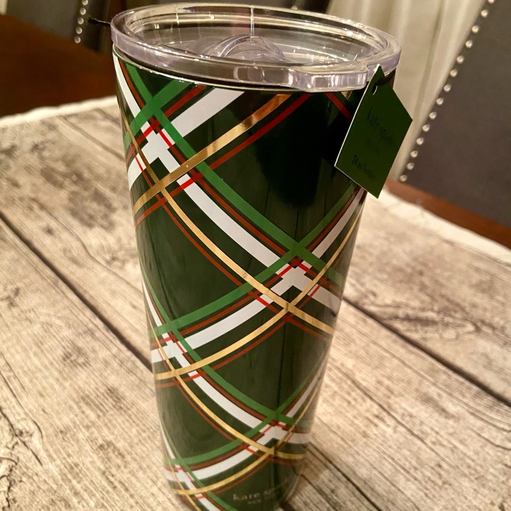 NWT! kate spade 24oz stainless steel tumbler in holiday print - Picture 2 of 8